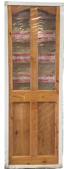 78x24 Alder Door 2 Solid 2 Glass Panels Unglazed