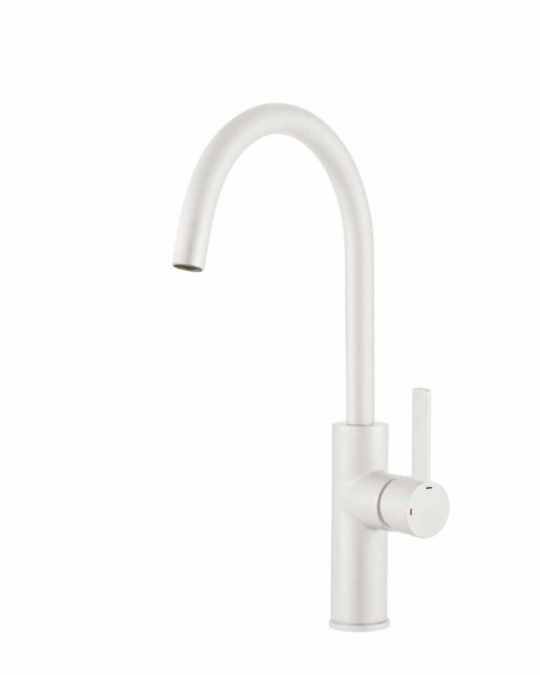 Pegler Jeroni One Hand Sink Mixer With Swan Spout White