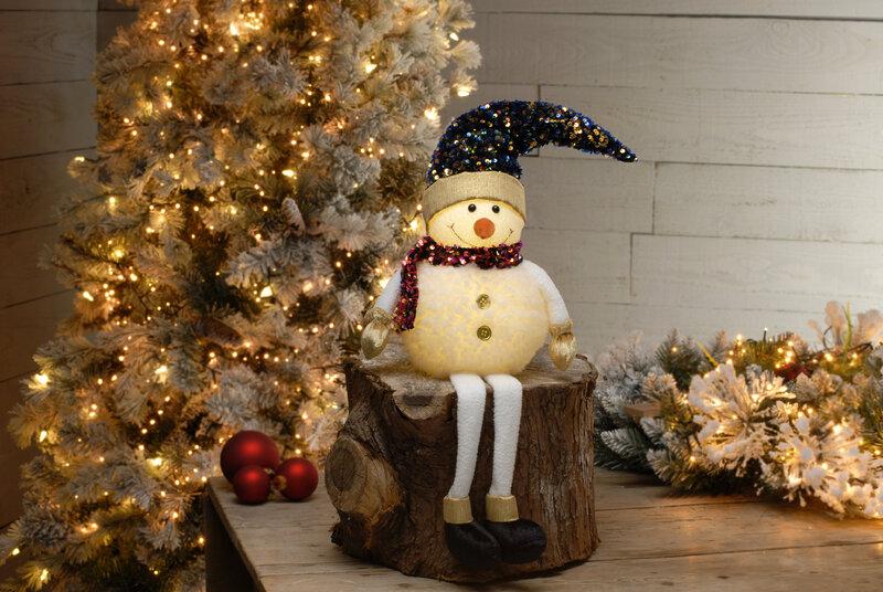 74Cm Battery Operated Dangly Legs Sequin Snowman