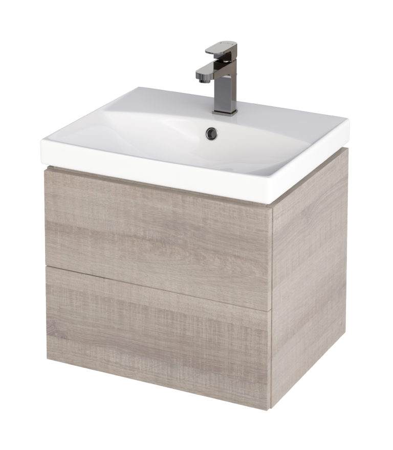City 500mm Unit & Basin Grey Oak