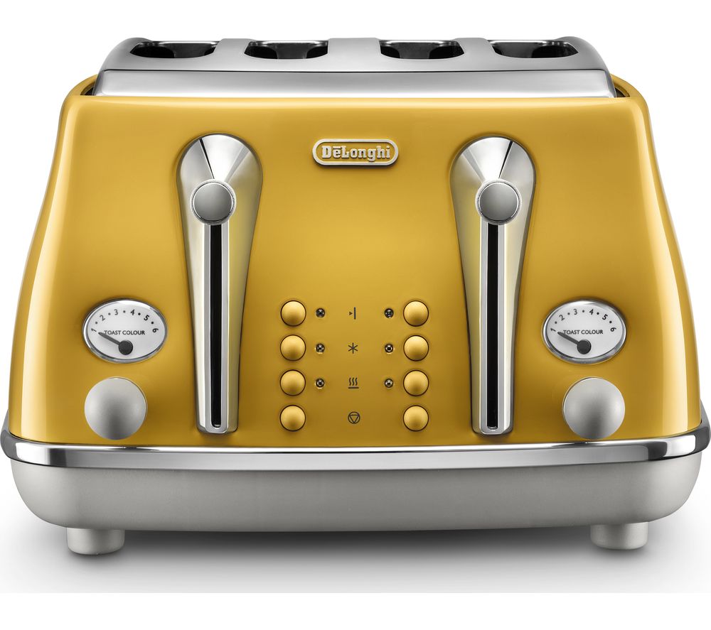 DeLonghi Icona Capitals Yellow 4 Slice Toaster