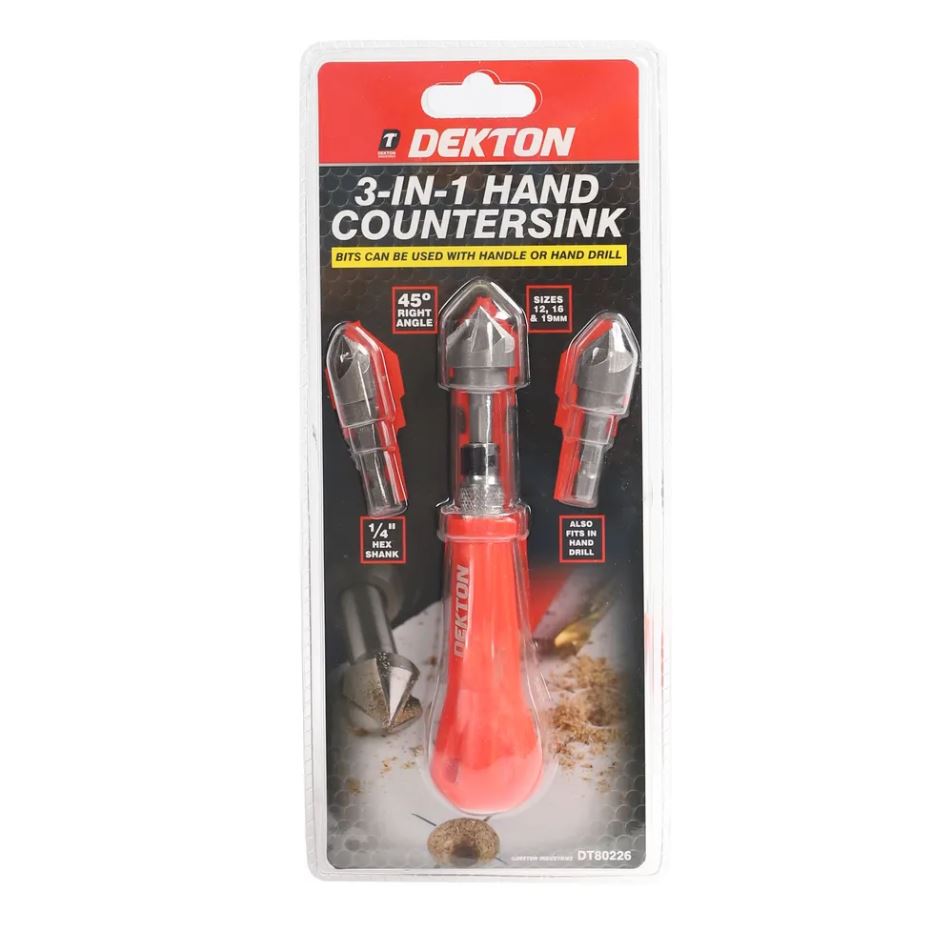 Dekton 3pc Countersink Bit Set With Handle