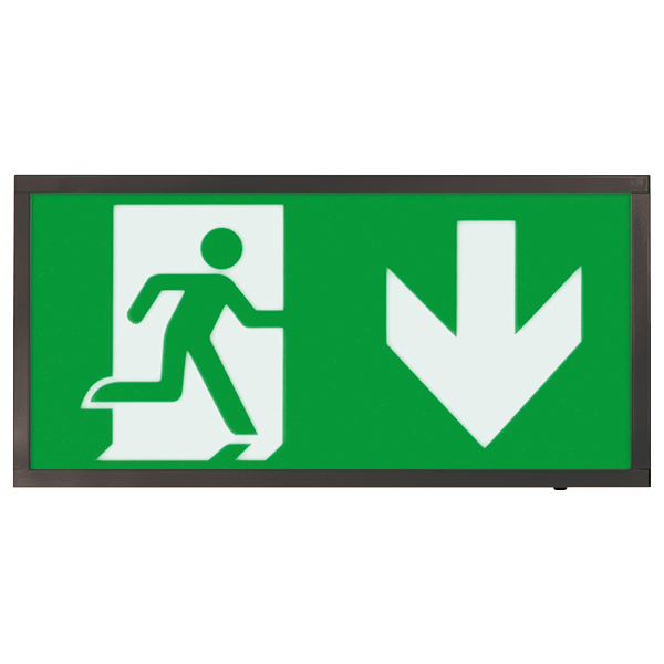 3W Led Ip20 M Emergency Black Sign Down
