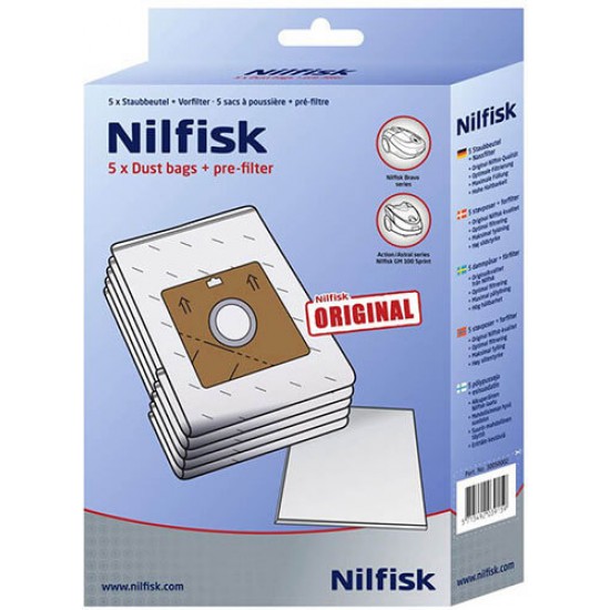Paper Vacuum Bags Nilfisk Vacuum Gm200 Pack 5