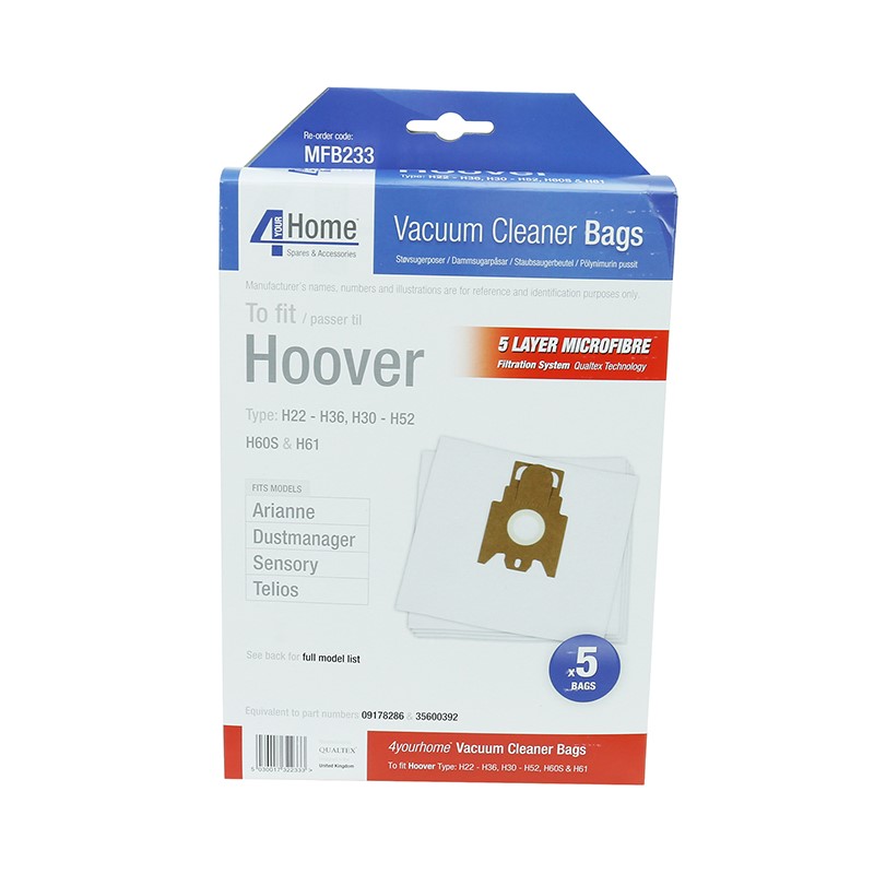Paper Vacuum Bags Hoover Sensory Telios Pack 5