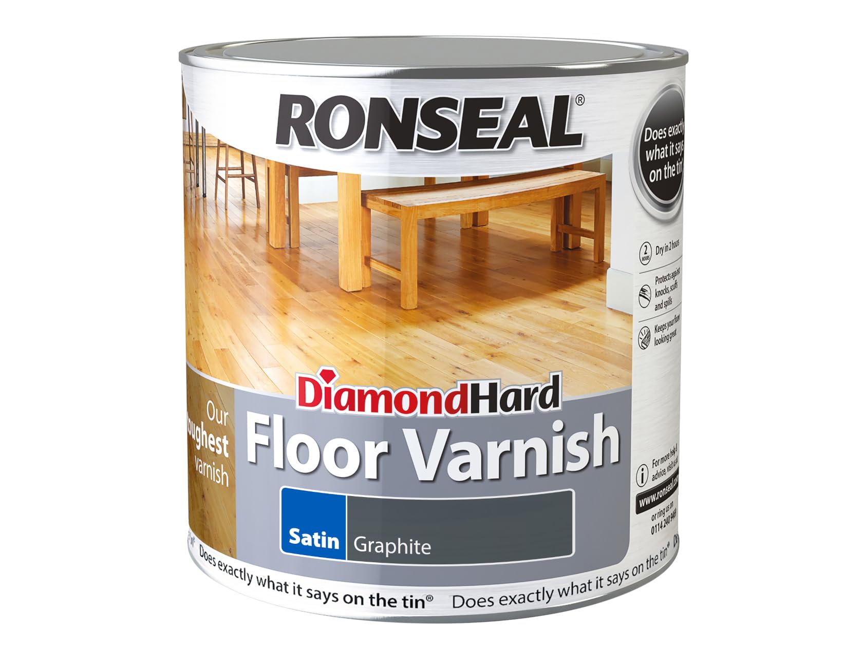 Ronseal Dia Hard Floor Varnish Satin Graphite 2.5l
