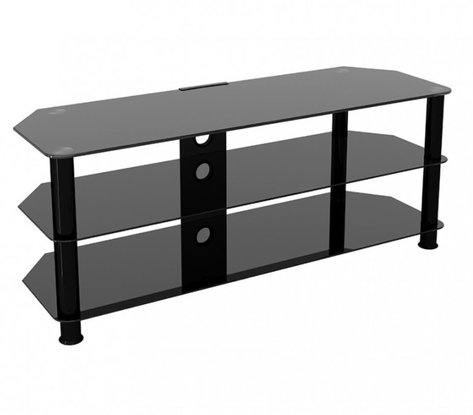 1250mm Black Glass Tv Table Up To 60" Screen