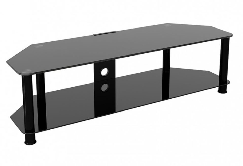 1400mm Black Glass Tv Table Up To 65" Screen