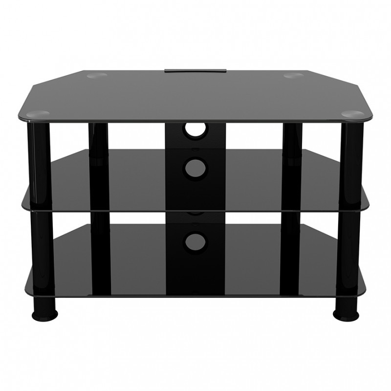 800mm Black Glass Tv Table Up To 42" Screen