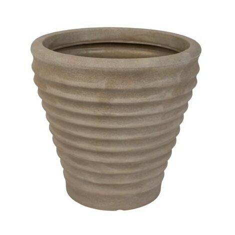 Morroccan 43Cm Round Planter Stone Effect 41Cm High
