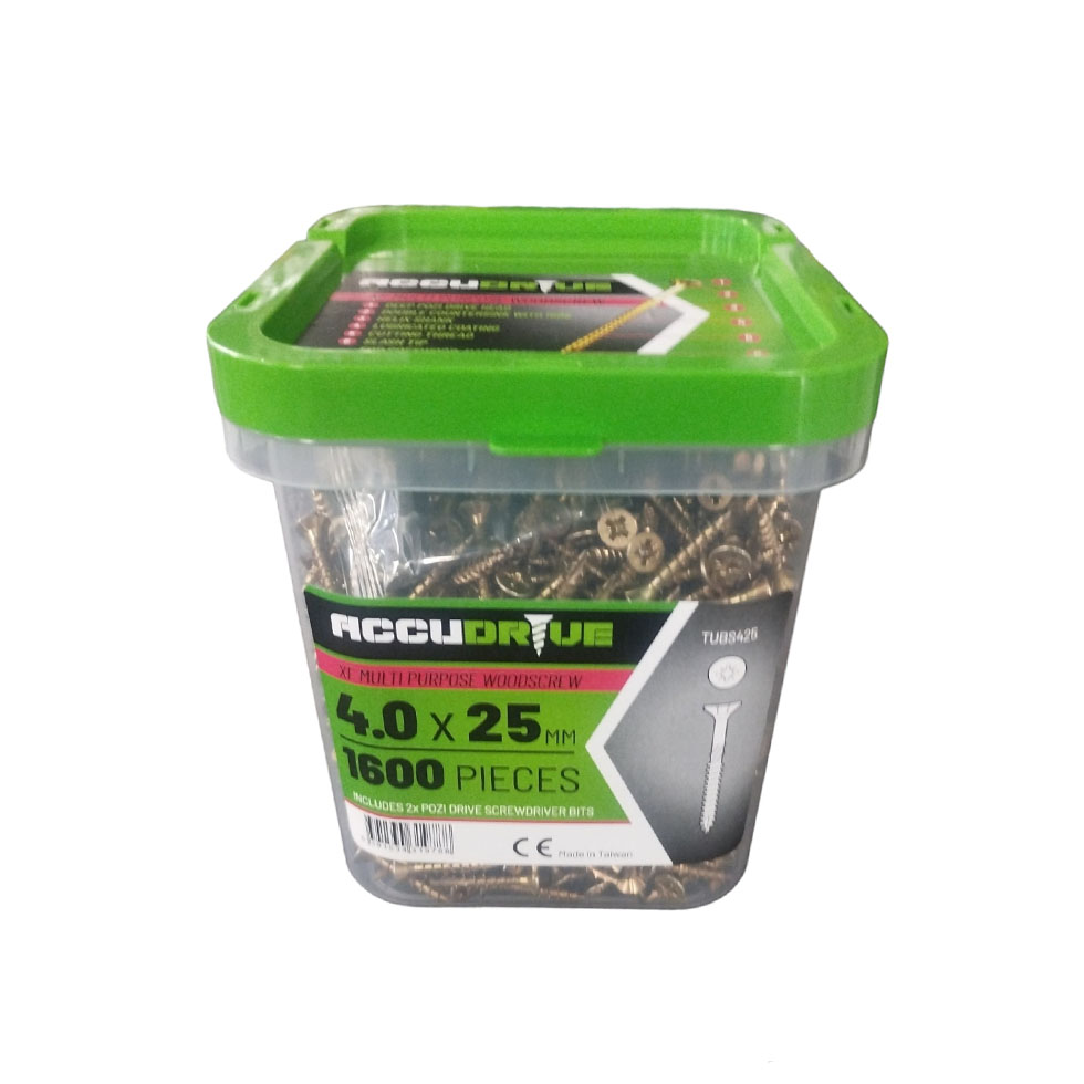 Tub 4x25 Accudrive Screws (Tub Qty 1600)