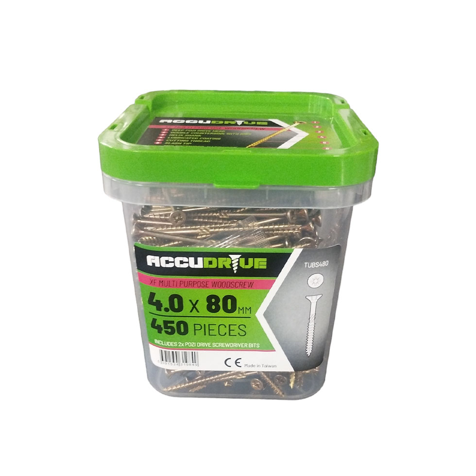 Tub 4x80 Accudrive Screws (Tub Qty 450)