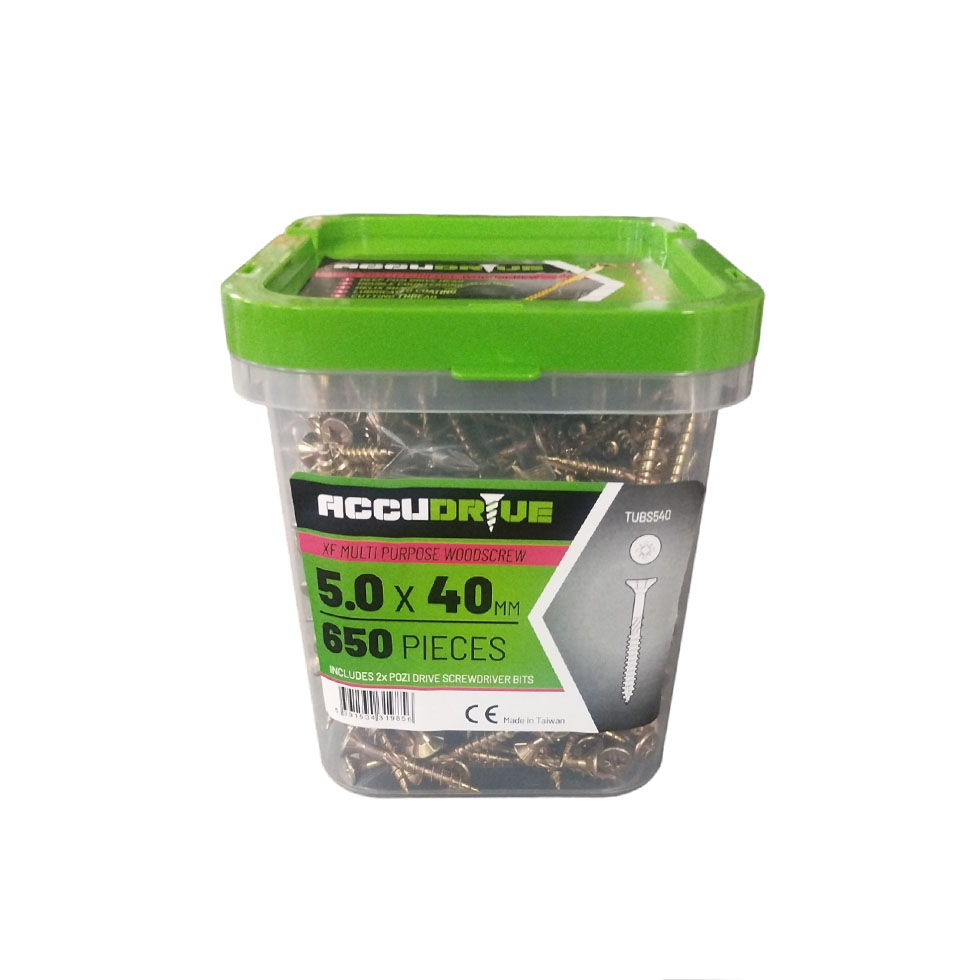 Tub 5x40 Accudrive Screws (Tub Qty 650)