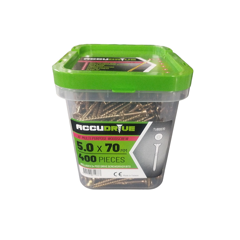 Tub 5x70 Accudrive Screws (Tub Qty 400)