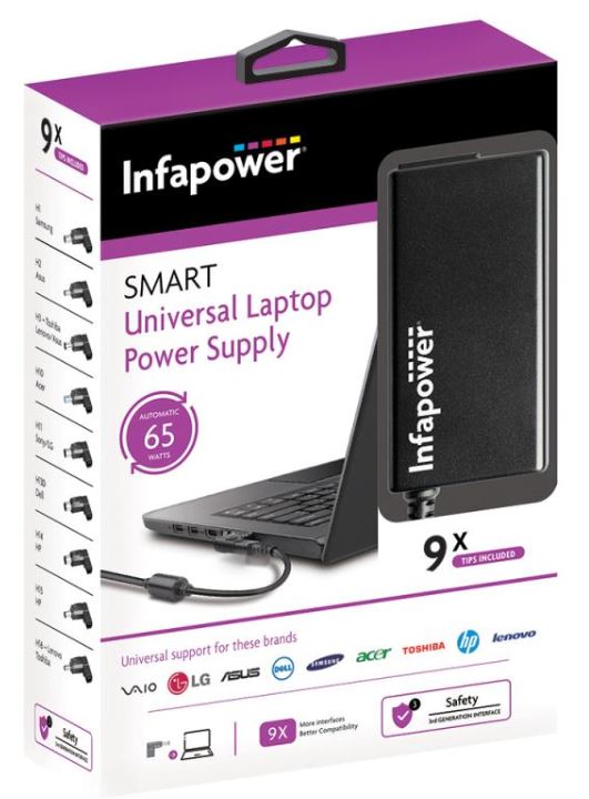 Infapower 65w Auto Power Supply Laptop Charger