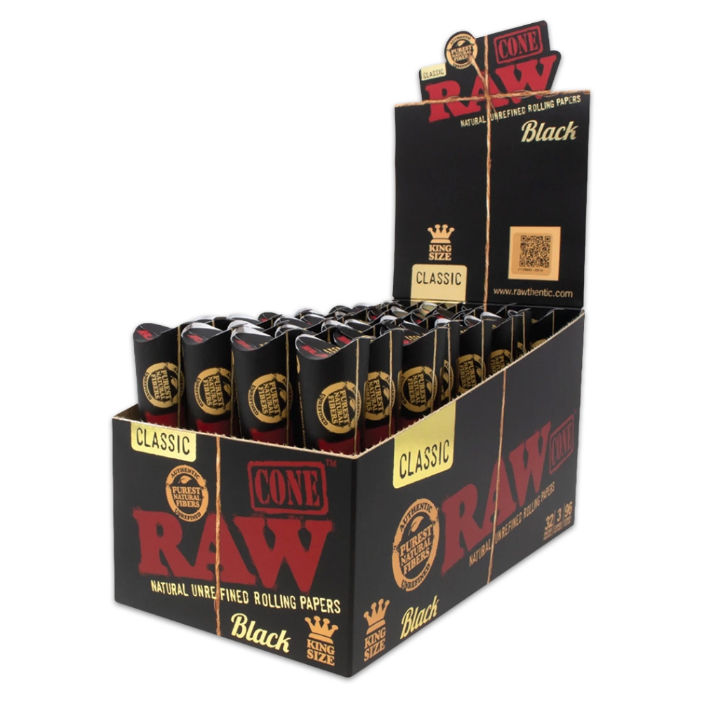 Raw Cones Black 3pk King Classic 32packs